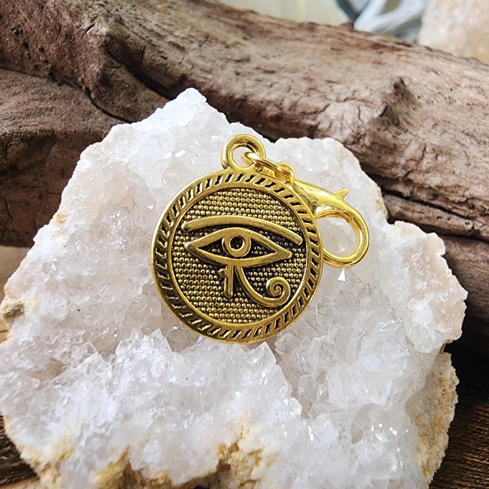 5/$25 Egyptian Gold Eye of Horus Charm for Bracelet~Spiritual Journal~Bag clipon
